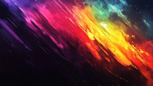 Vibrant Abstract Streaks in Neon Colors Digital Painting.