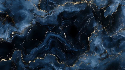 Midnight blue marble veins with luminous gold accents.