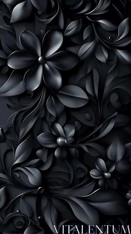 Metallic Floral Sculpture in Monochromatic Depth
