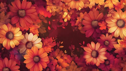 Layered floral composition with gradient color transitions