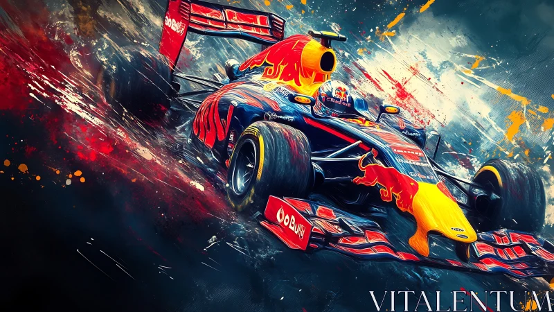Formula race car in dynamic abstract speed illustration.