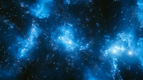 Gentle blue nebula clouds drifting across a starry night sky.