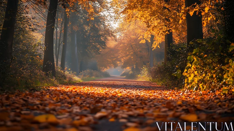 Golden Cathedral of Leaves Beckons Through Luminous Autumn Tunnel