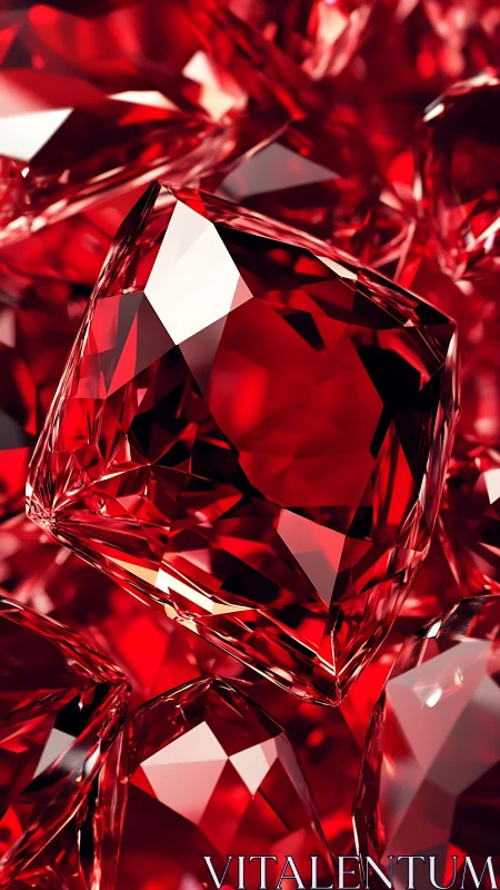 Glimmering red crystals stacked in a sparkling ruby daydream.