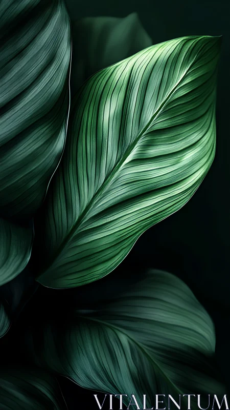 Verdant velvet leaves whispering in deep emerald hush.