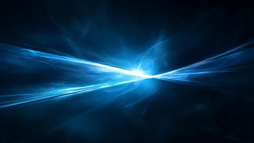 Abstract blue energy burst with glowing light on dark background.