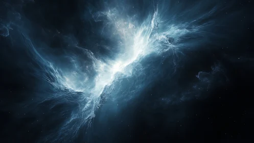 Cosmic stormbird unfurling wings of luminous nebula light.