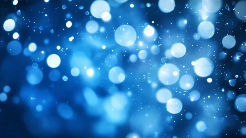 Abstract blue bokeh lights background, soft dreamy digital art.