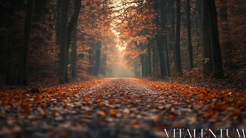 Golden Canopy's Autumn Whisper: Forest's Glowing Path.
