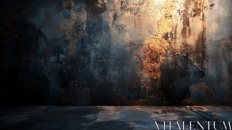 Rust dreams climb a concrete wall of shadowed light