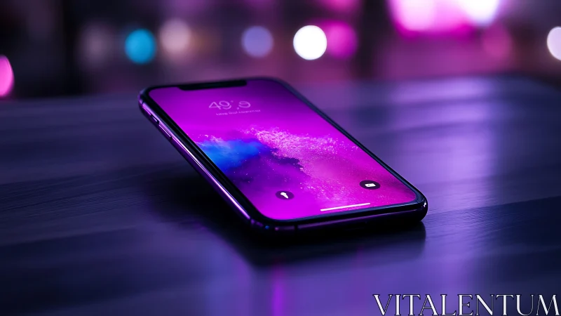 Neon-Lit Smartphone Display with Fluid Abstract Gradients