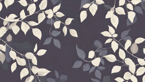 Repeating leaf branch pattern on muted dark background.