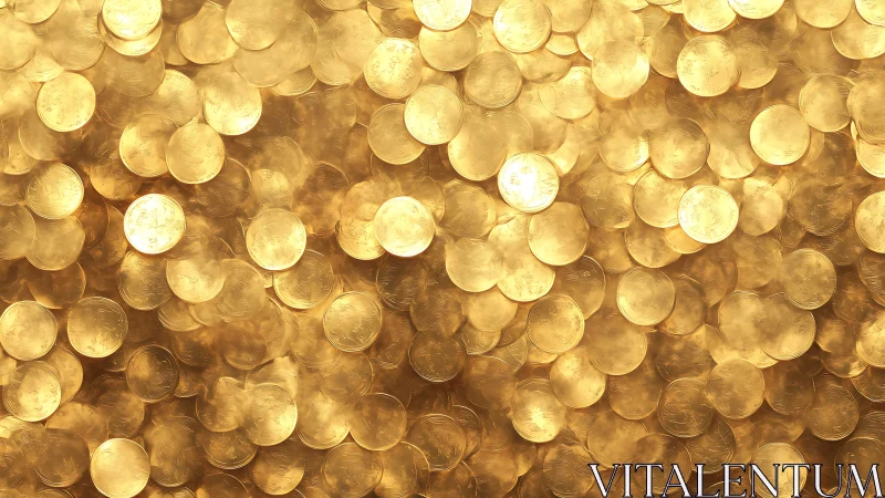 Overlapping polished gold coins under diffuse warm lighting