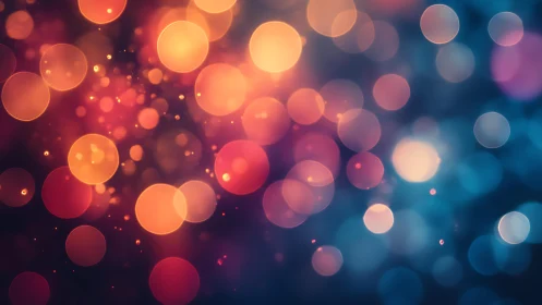 Vibrant bokeh lights in warm and cool tones, abstract background.