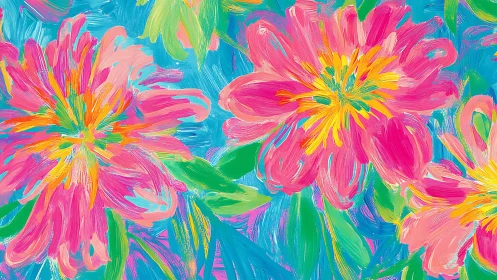 Vibrant Painted Flowers Burst with Joy and Color