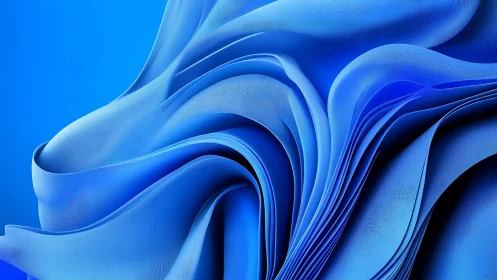 Layered blue abstract folds with flowing curved surfaces.