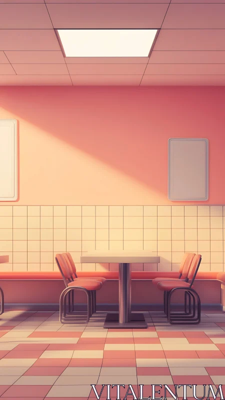 Sunlit pastel diner corner waiting for quiet company.