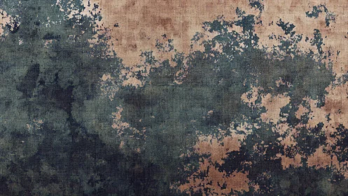 Weathered teal and rust texture suggests vintage industrial wall