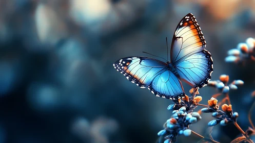 Twilight sky-bloom butterfly crowned in quiet, glowing blues.