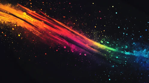 Diagonal spectrum trail on dark background surface.