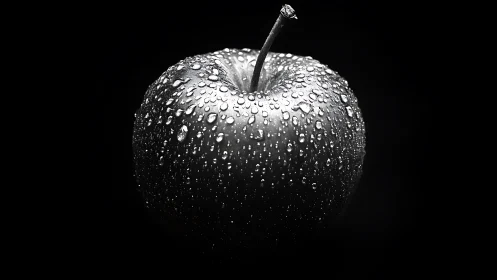 Silver midnight apple crowned in constellations of dew.