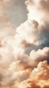 Vertical cumulus cloud formation in warm-toned daylight sky.