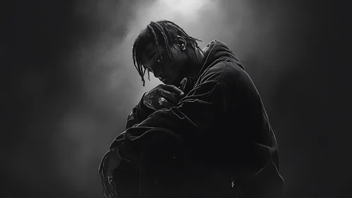 Moody monochrome portrait captures introspective street artist