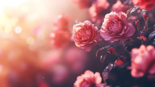 Peonies Dancing in Golden Afternoon Warmth