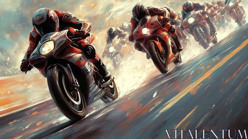 High-speed superbike racers in dynamic digital motion art.