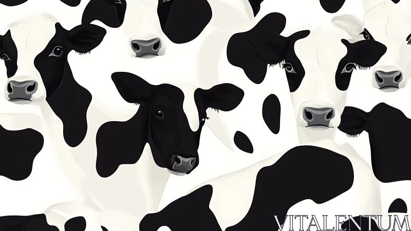 Black and white Holstein cattle in repeated vector pattern.