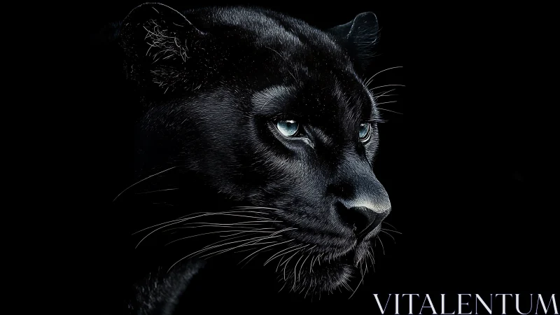 Black Panther Portrait Against Dark Background.