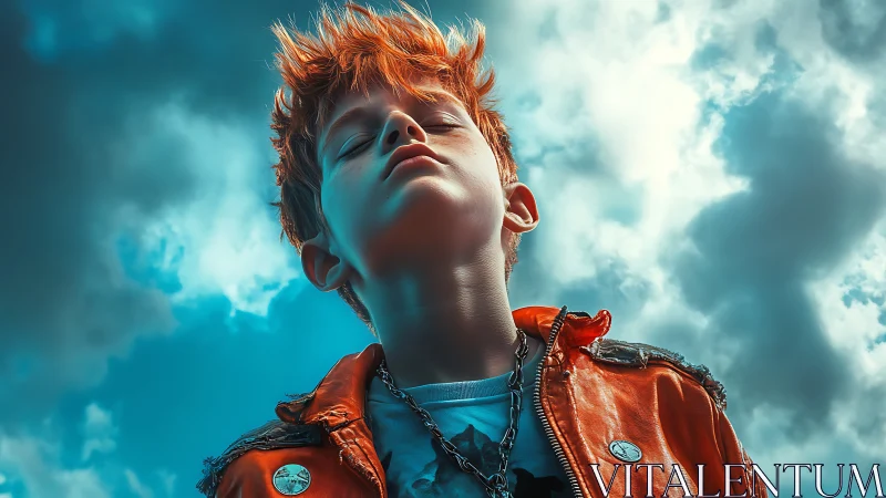 Youthful Rebellion Against Sky Backdrop.