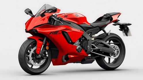 Red supersport motorcycle rendered in high-detail 3D profile