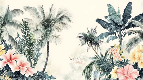 Tropical Paradise Blooms Where Palm Fronds Dance with Vintage Grace