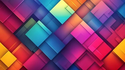 Layered geometric squares in multicolor abstract pattern.