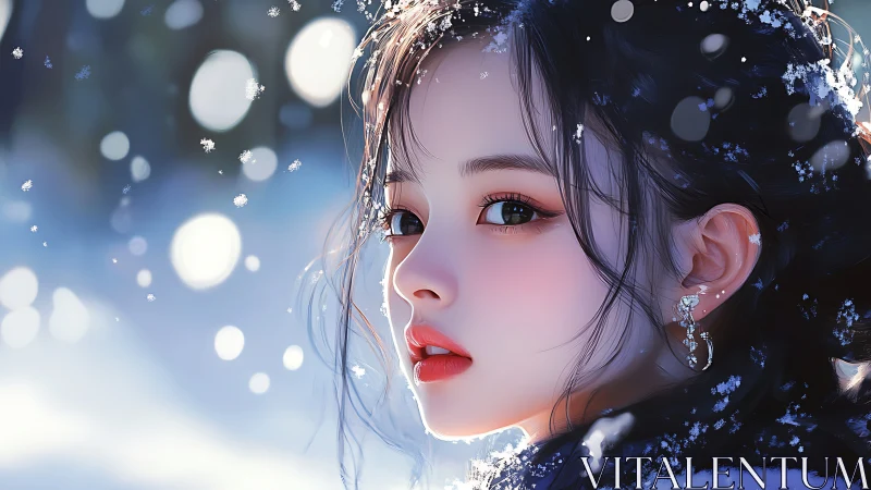 Digital portrait shows young woman in snowy outdoor scene