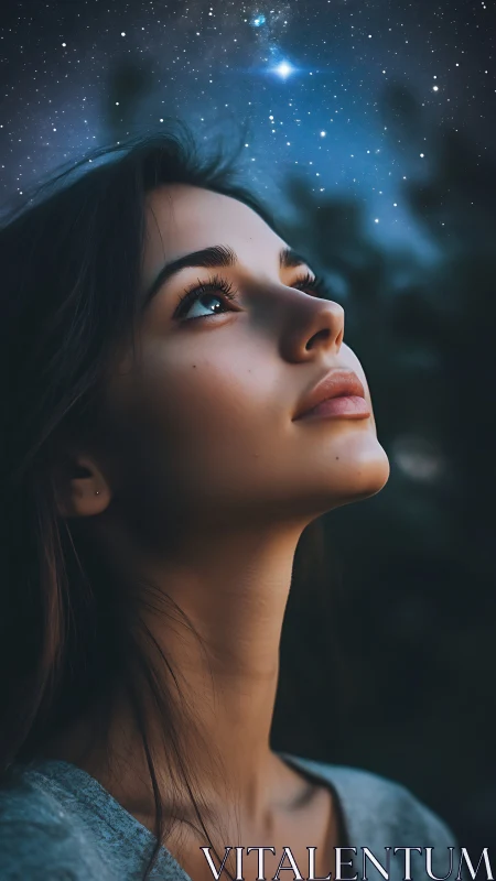 Star-soaked gaze beneath a quietly unfolding midnight sky.