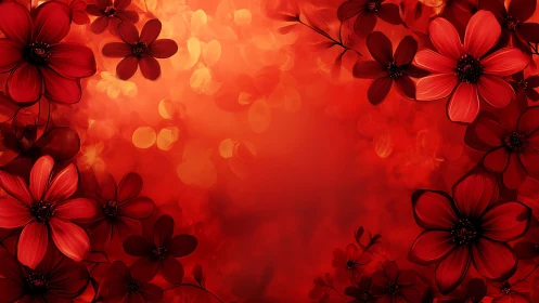 Vibrant Red Flowers Against Warm Bokeh Background