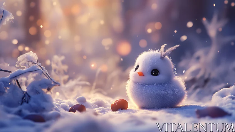 Frost-Kissed Wanderer: Winter's Fluffiest Character.