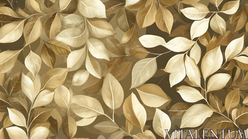 Layered metallic foliage pattern with tonal sepia leaf detailing