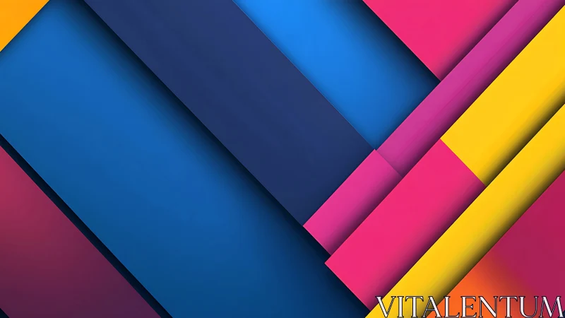 Diagonal layered color planes construct a geometric abstract field