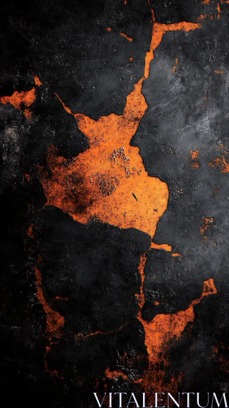 Molten orange fractures glow beneath scorched black stone