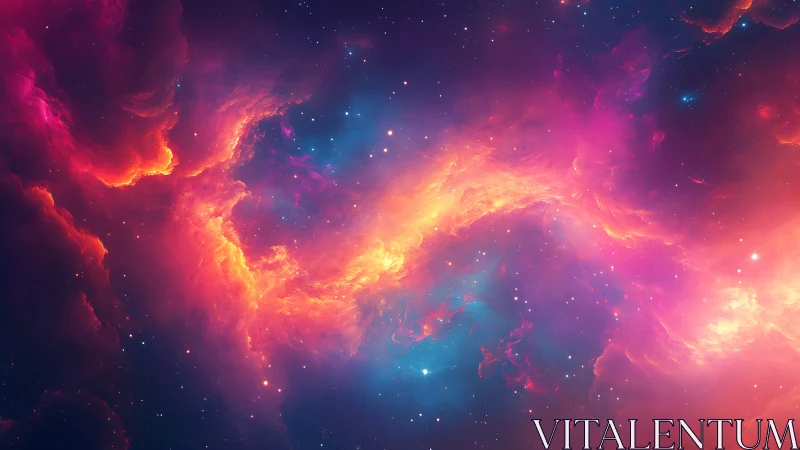 Radiant emission nebula corridor with luminous ionized gas