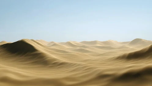 Endless dune waves roll beneath a pale, breathless sky.