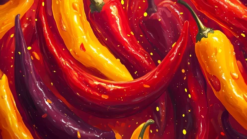 Digital rendering shows overlapping curved chili peppers cluster