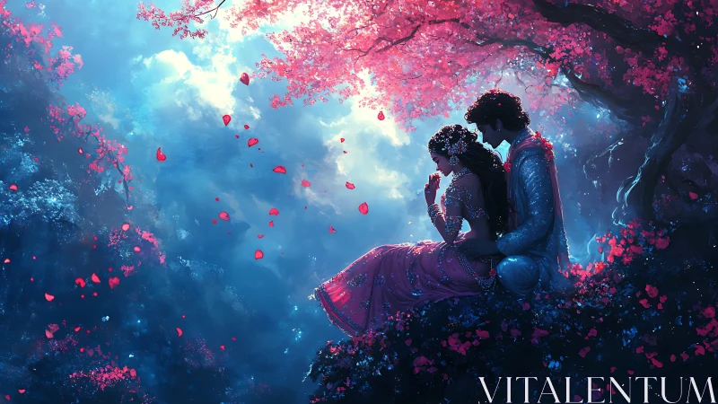 A Romantic Moment Under Blooming Cherry Blossoms