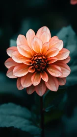 Coral Dahlia Flower Blooming With Luminous Petals