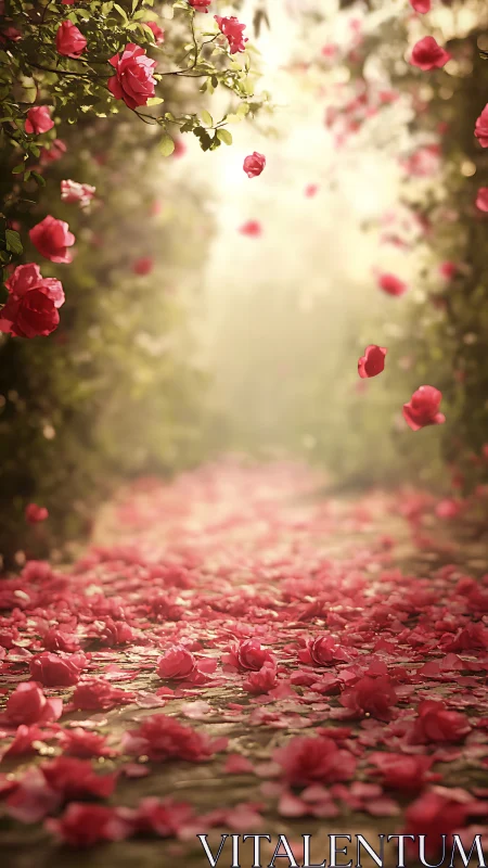 Pink Petals Dancing Through Soft Garden Light.