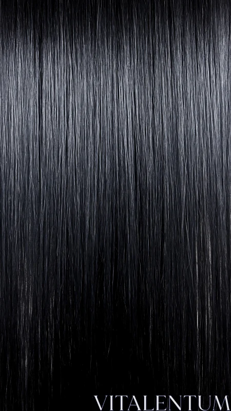 Straight wet black hair strands hang vertically in frame