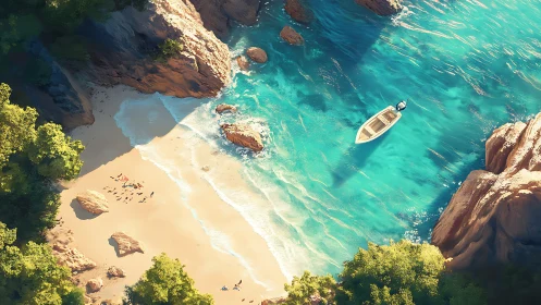 Mediterranean Coastal Haven: Aerial Perspective of Hidden Cove.